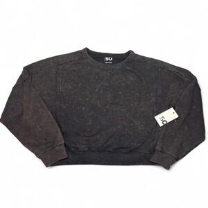 SO Womens Acid Washed Black Cropped Crewneck Sweatshirt 18W Plus Size Grunge NWT